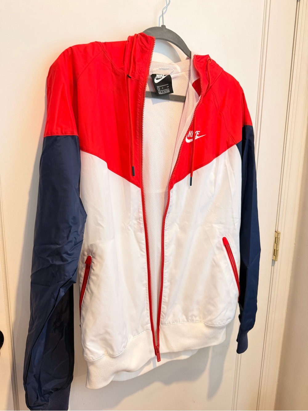 Nike Colorblock Hooded Windbreaker Jacket - Red / White / Navy - Picture 2 of 6